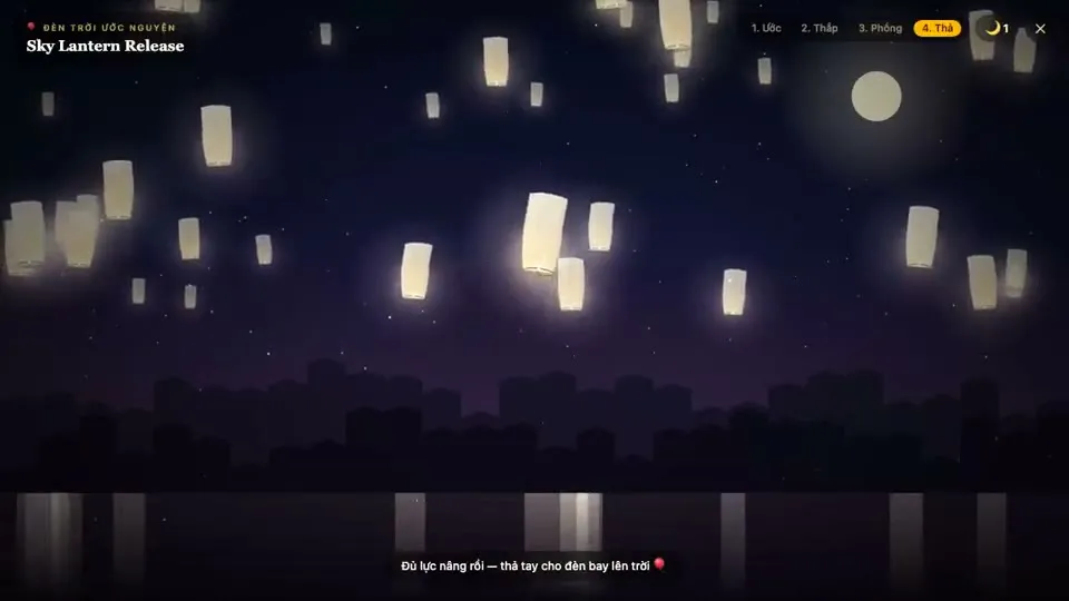 CongThienWorld — mini-game thả đèn trời ước nguyện